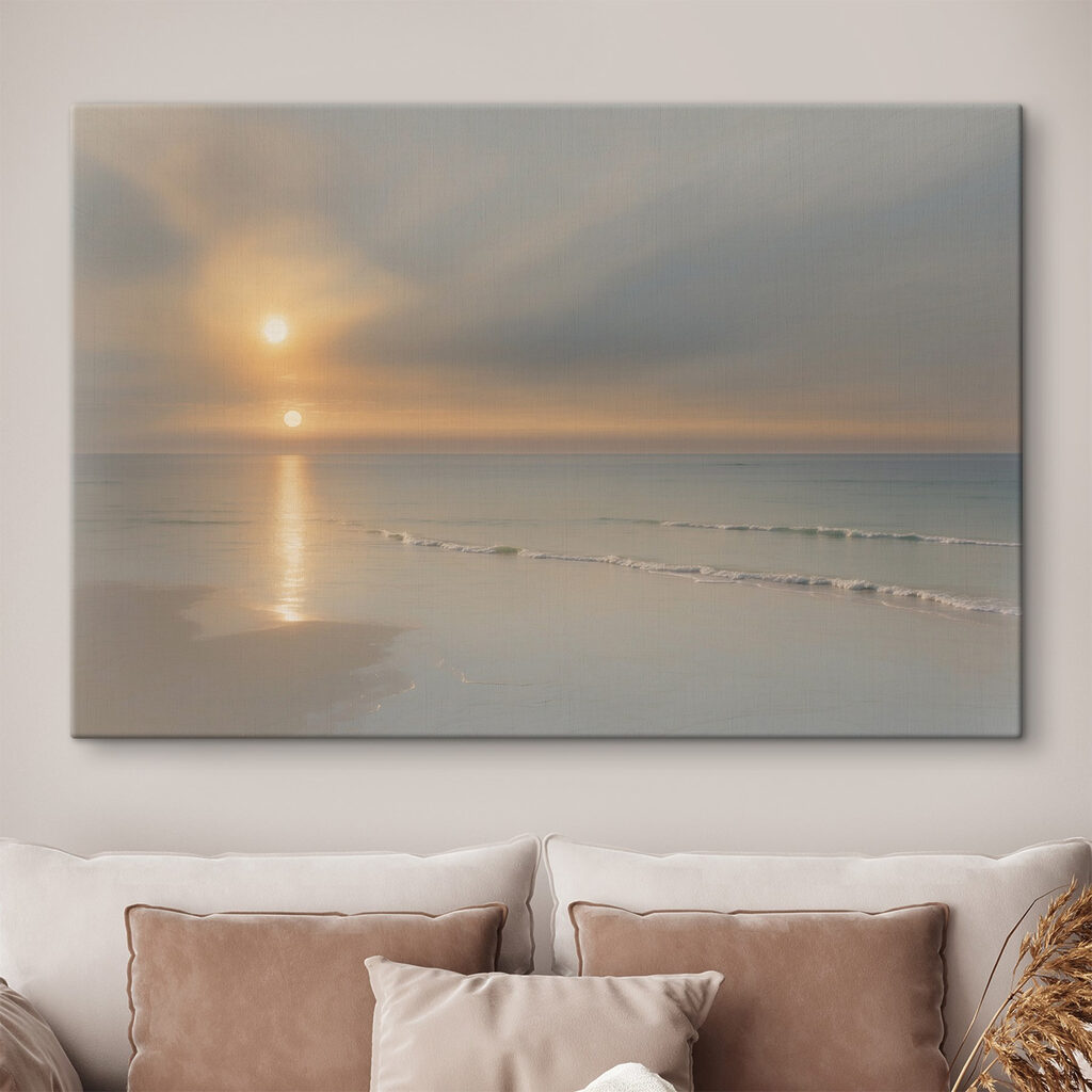 Zonsondergang boven een strand in een interieur