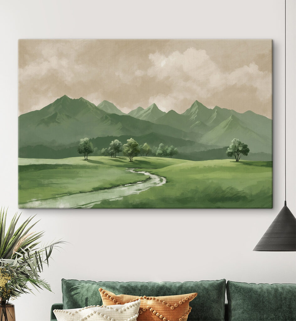 Beek door groen bergdal — interieur 2