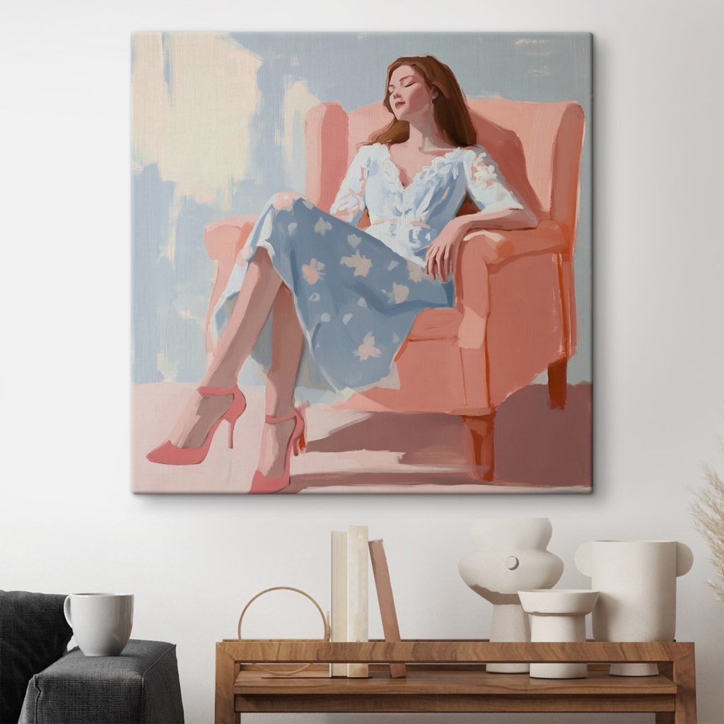 Rust in perzikkleurige stoel — interieur 1