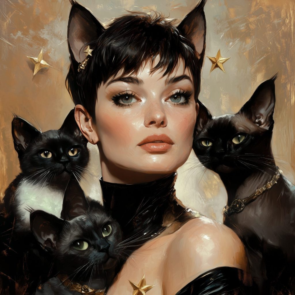 Portret met zwarte katten — volledig ontwerp