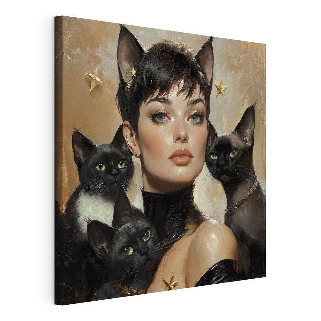 Portret met zwarte katten — productweergave