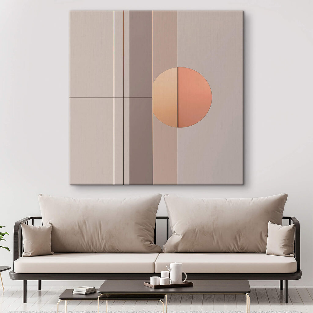 Perzikkleurige cirkel tussen lijnen — interieur 3