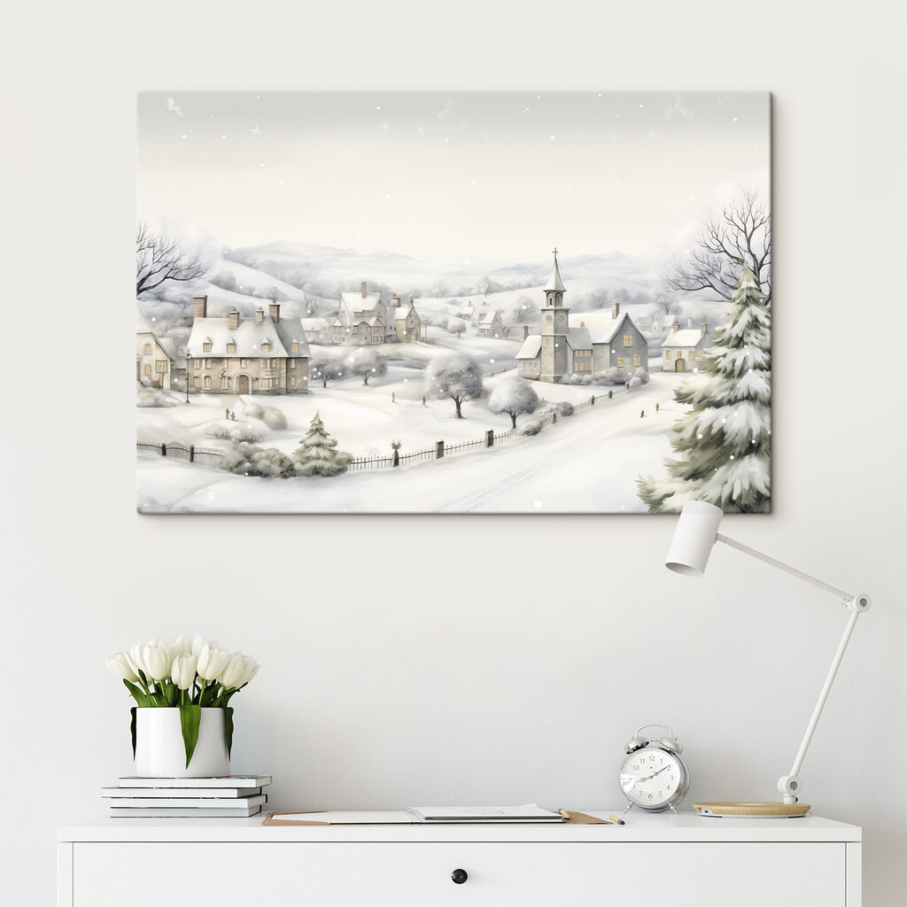 Kerktoren boven een sneeuwstraat — interieur 2
