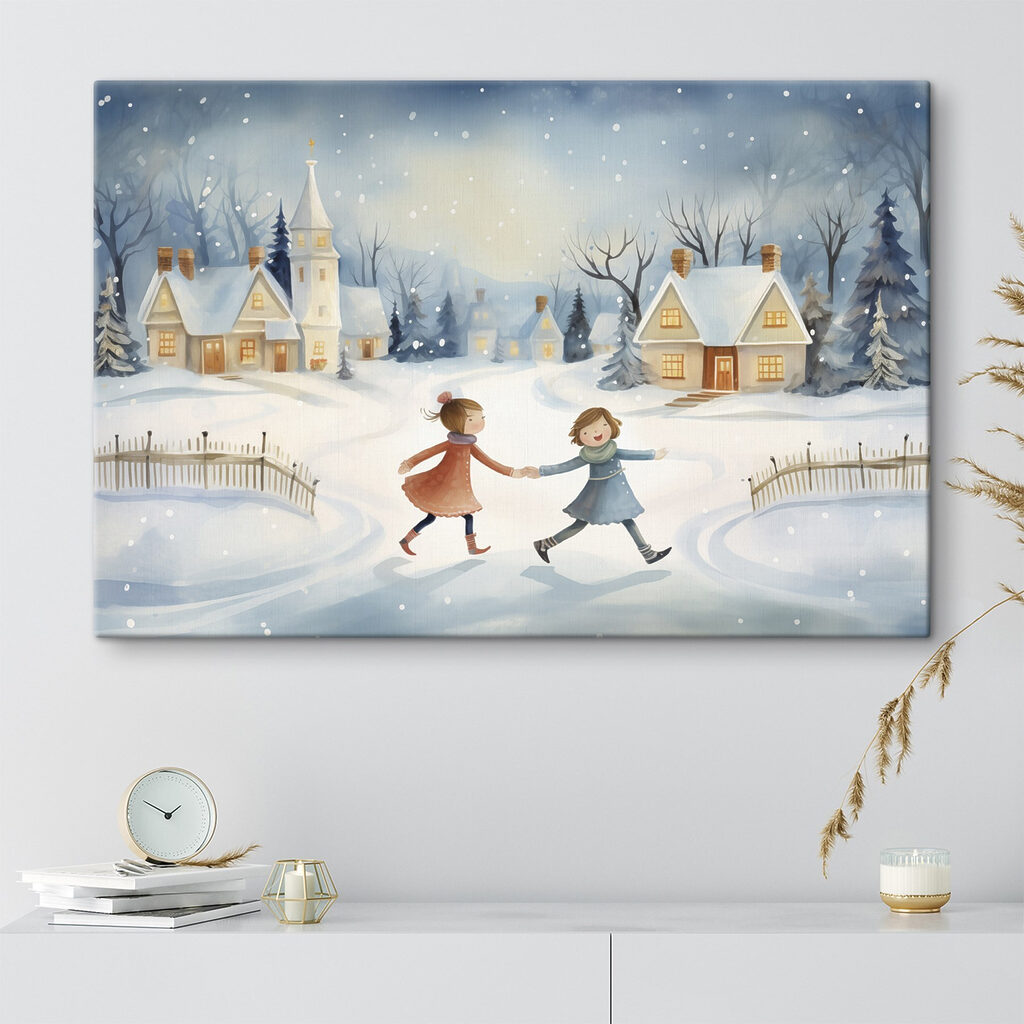 Een paar meisjes wandelen in de sneeuw — interieur 2