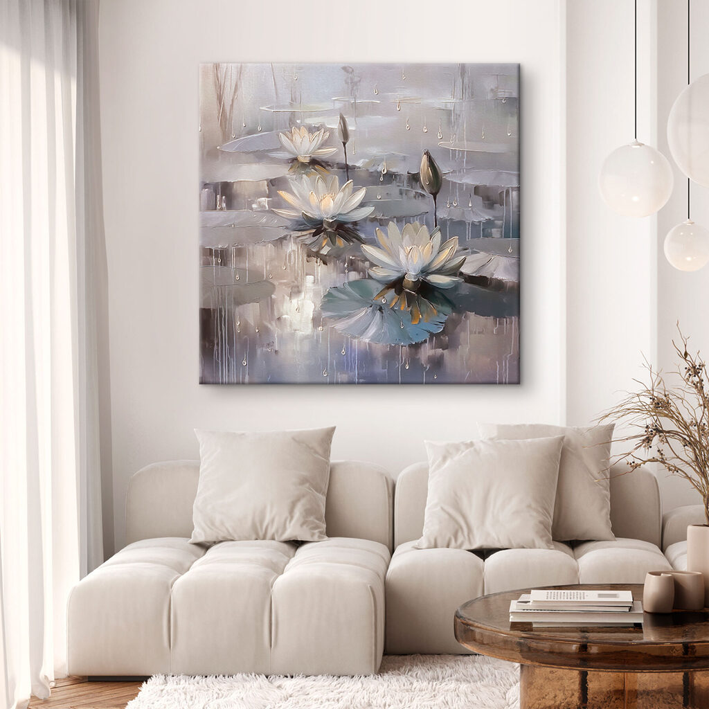 Witte waterlelies, grijze spiegelingen — interieur 1