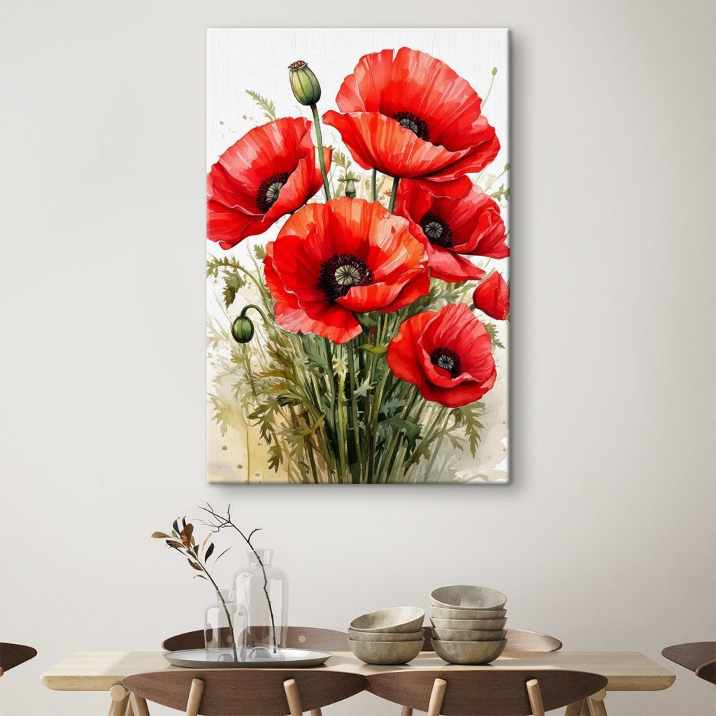Klaprozen op lichte aquarel — interieur 2