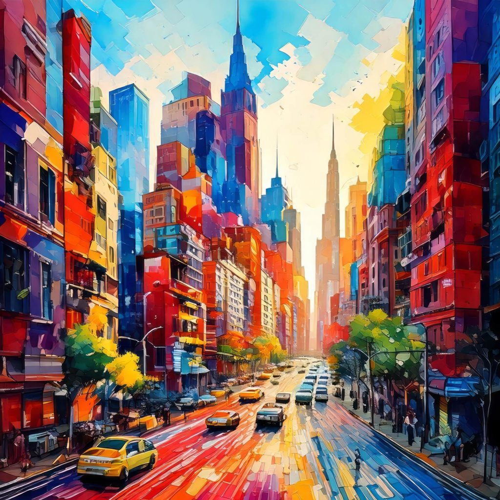 Een stadsstraat vol kleur — volledig ontwerp
