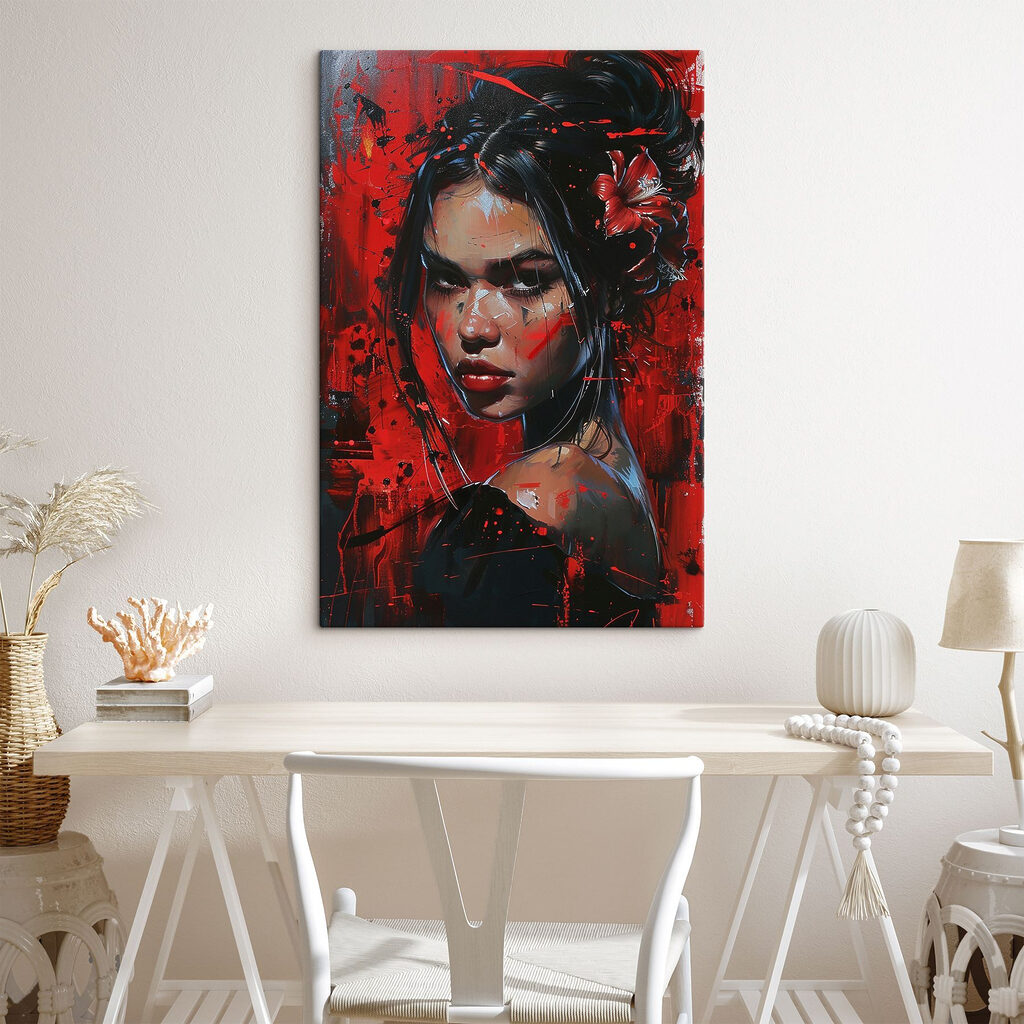 Haar blik in rood — interieur 1