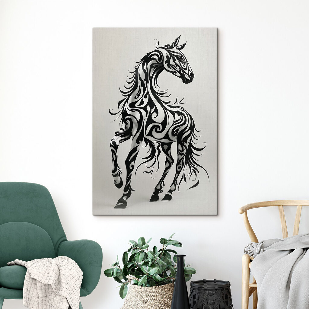 Paard van zwarte sierlijnen — interieur 2