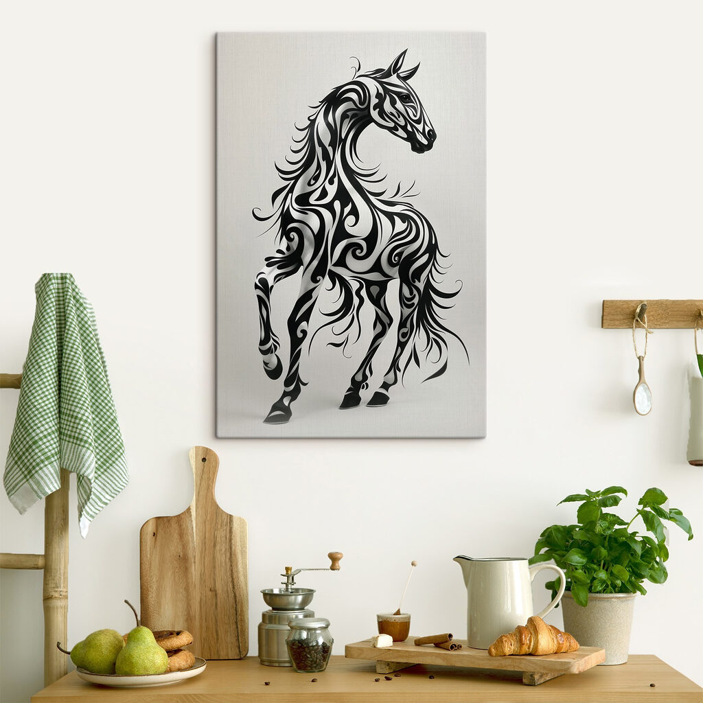 Paard van zwarte sierlijnen — interieur 1