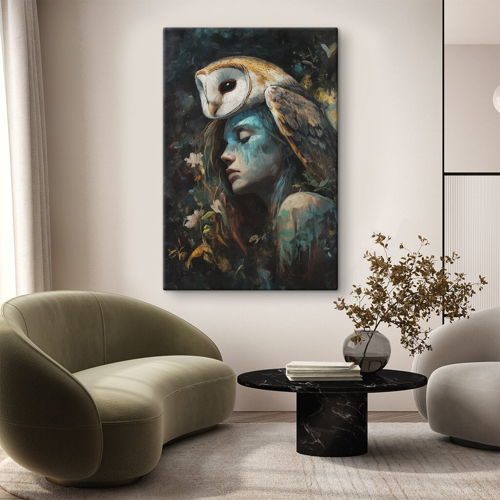 Kerkuil op haar lokken — interieur 1