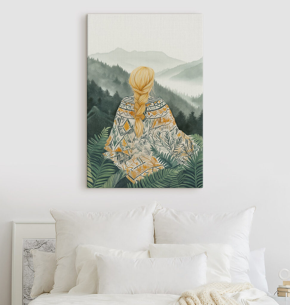 Vlecht boven groene bergen — interieur 1