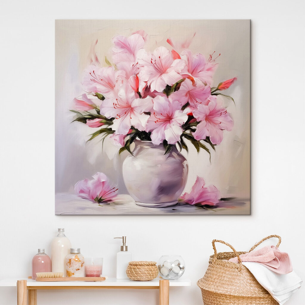 Roze bloesem in lilavaas — interieur 1