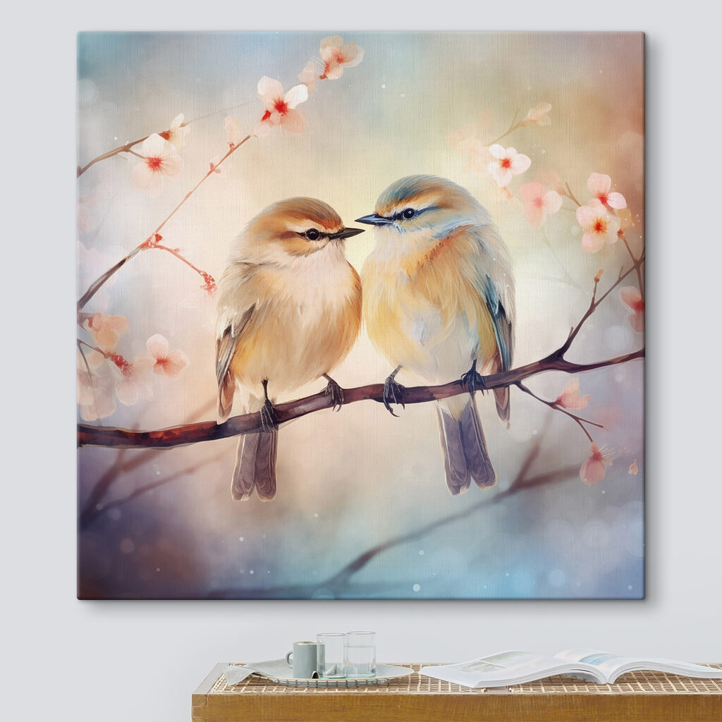 Twee vogels delen winterwarmte in een interieur