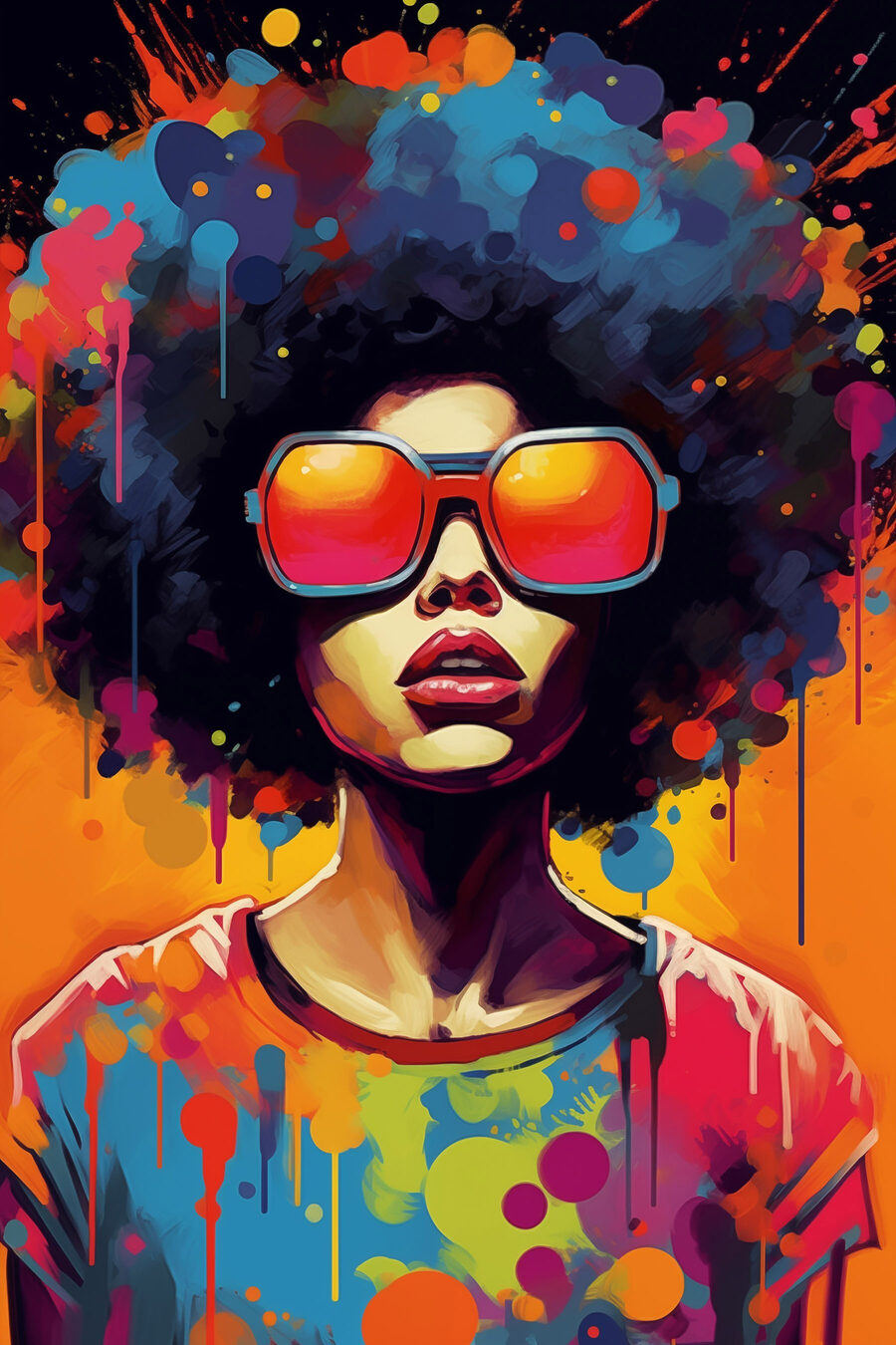 Afroportret vol felle verf — volledig ontwerp