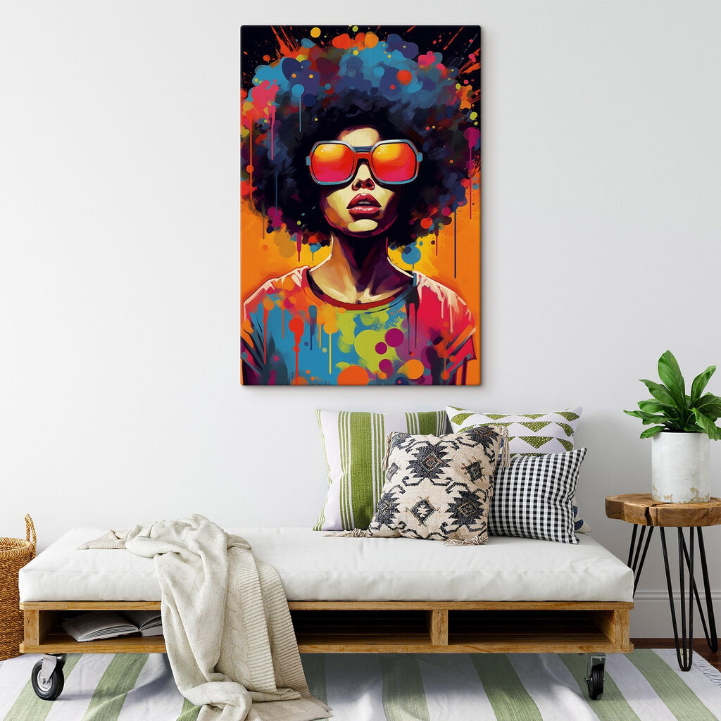 Afroportret vol felle verf — interieur 1