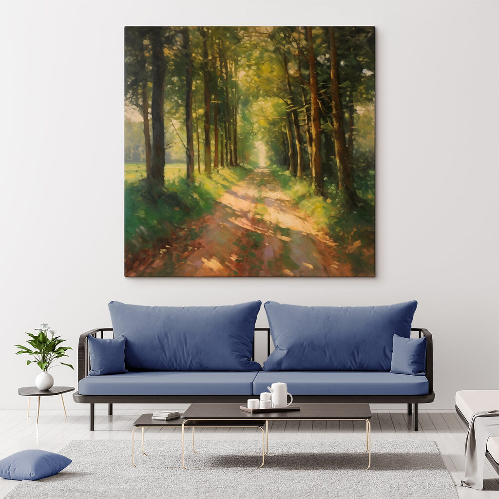 Zandpad door zonnig bos — interieur 3