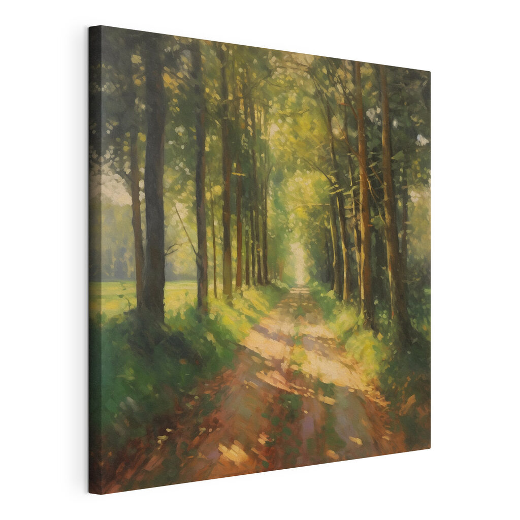 Zandpad door zonnig bos — productweergave