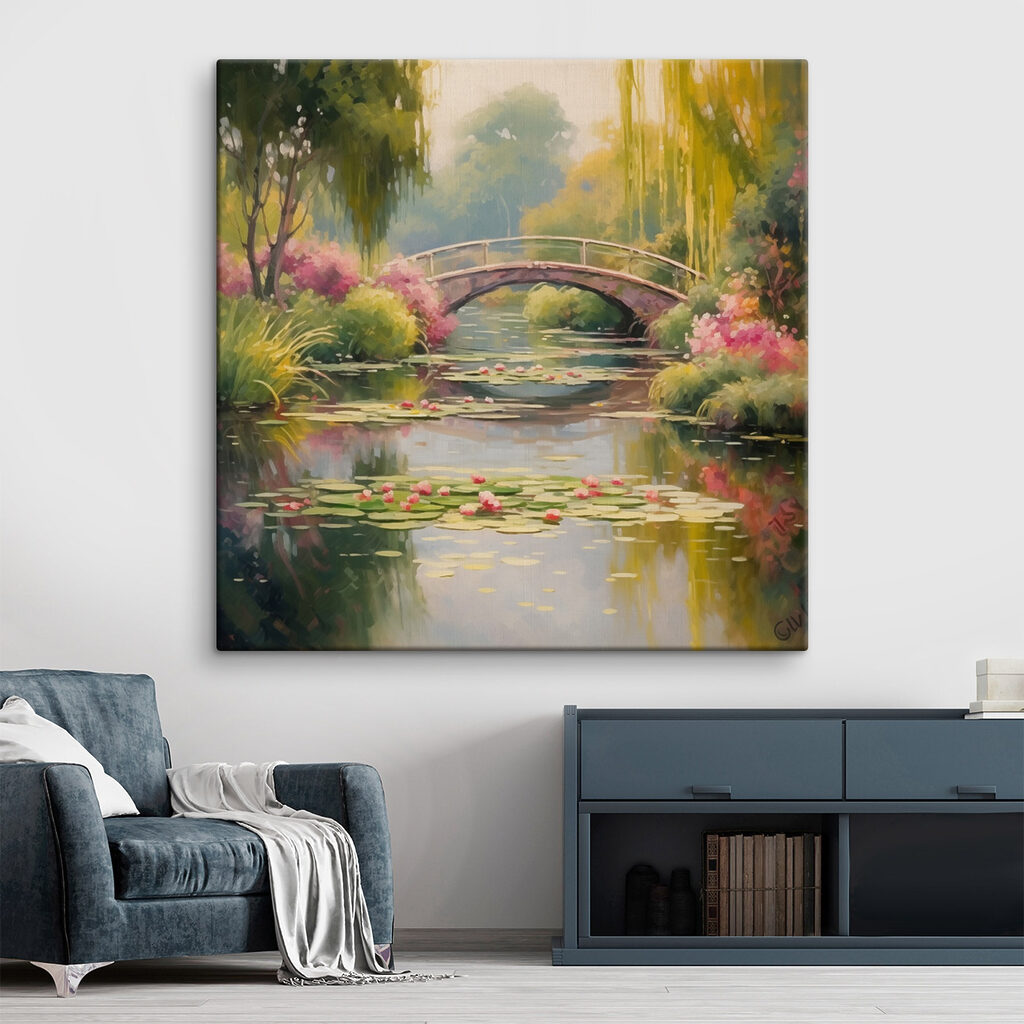 Brug over een waterlelietuin — interieur 1