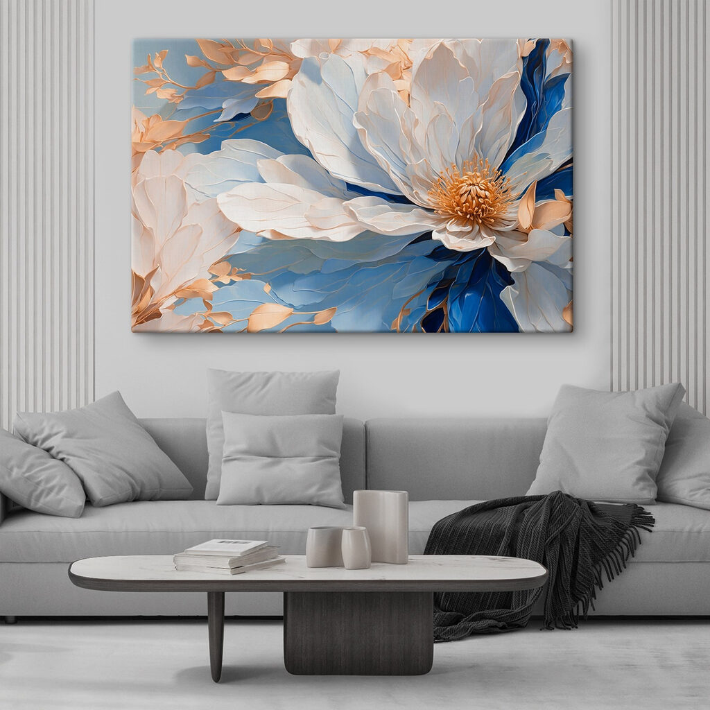 Bloem in blauwe vouwen — interieur 2