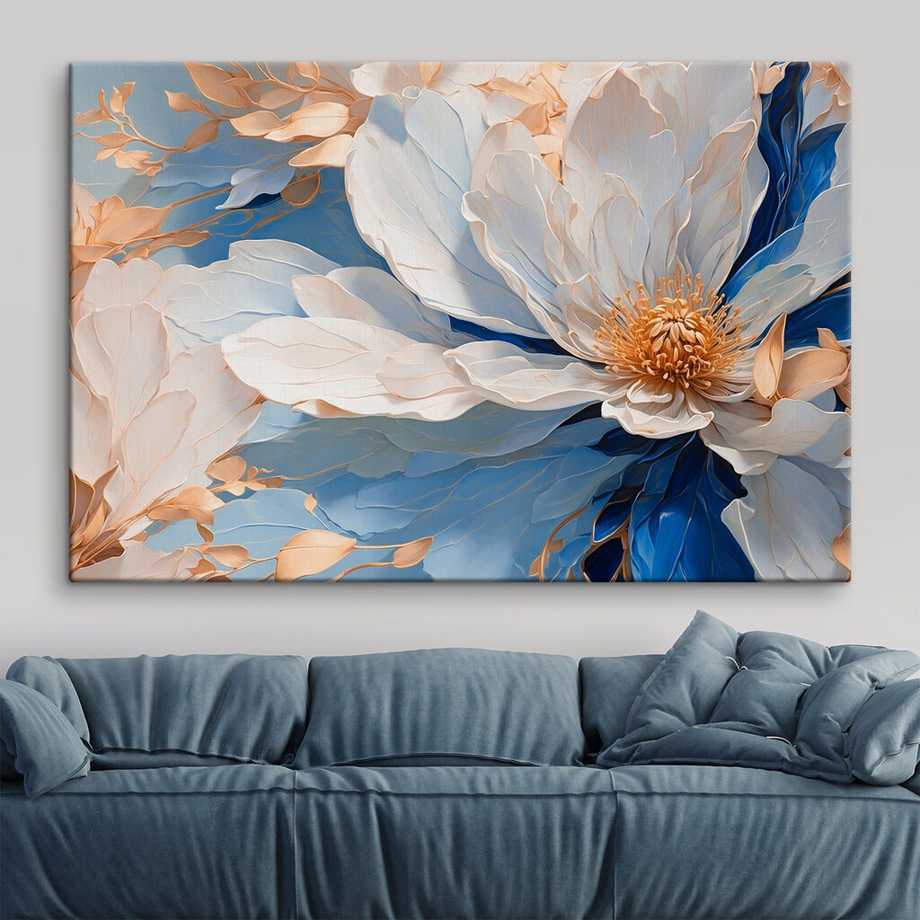 Bloem in blauwe vouwen — interieur 1