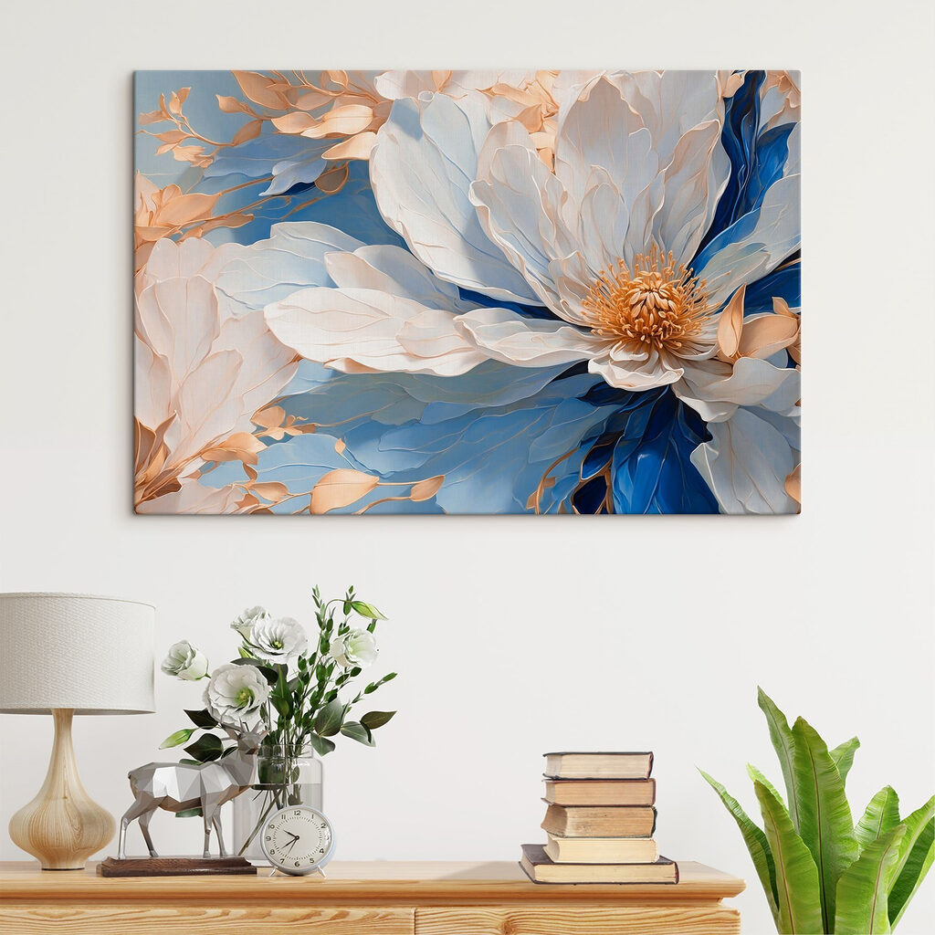Bloem in blauwe vouwen — interieur 3