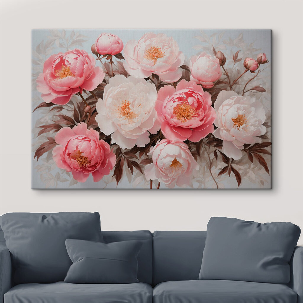 Pioenrozen in roze krans — interieur 2