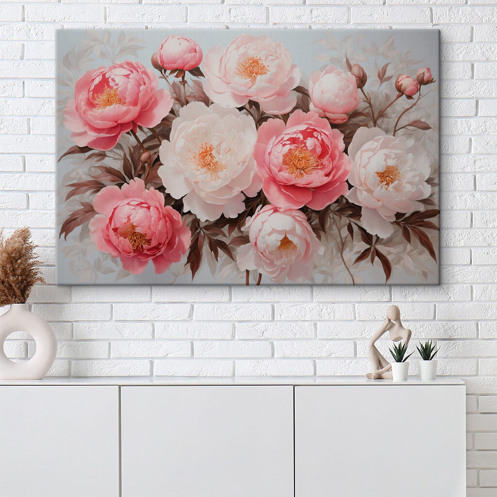 Pioenrozen in roze krans — interieur 1