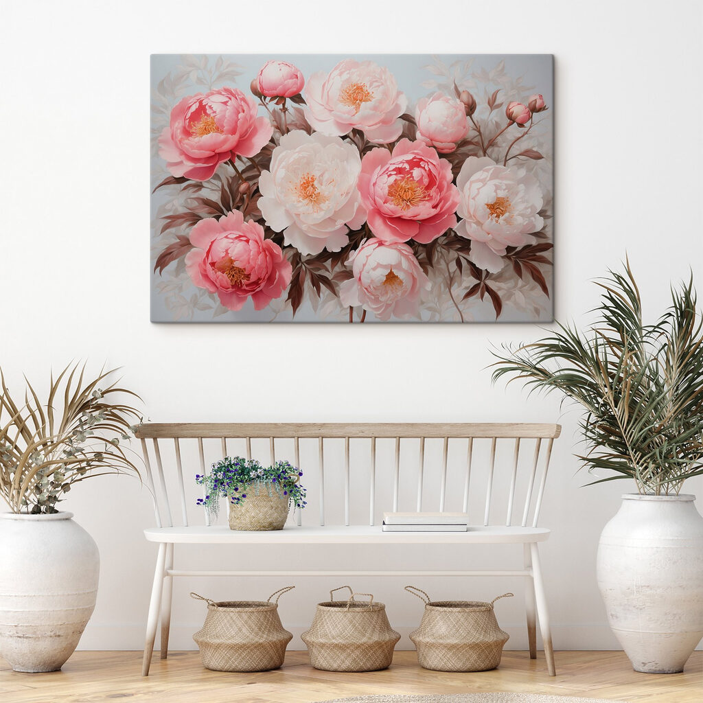 Pioenrozen in roze krans — interieur 3