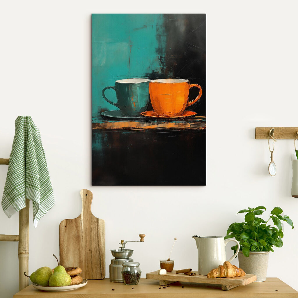 Twee kopjes, donkere achtergrond — interieur 1