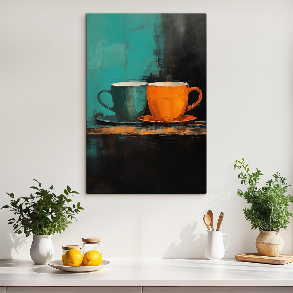 Twee kopjes, donkere achtergrond — interieur 2