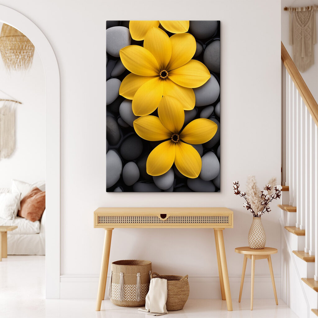 Gele bloemen tussen kiezels — interieur 2