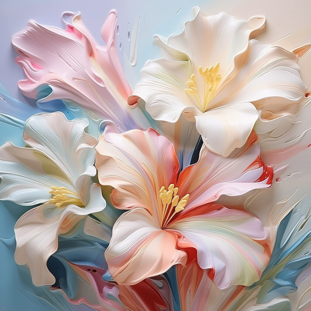 Lelies in roze pastellagen — volledig ontwerp