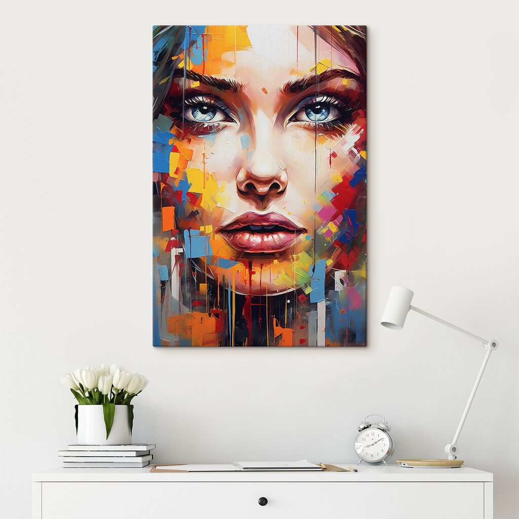 Blauwe ogen in kleurfragmenten — interieur 2