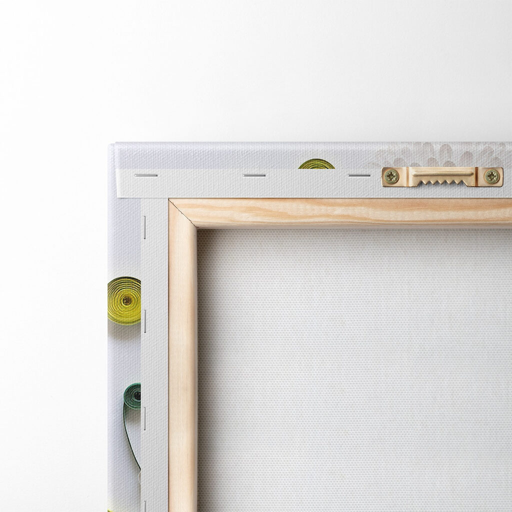 Witte pluisbloemen met frisgroen — achterkant