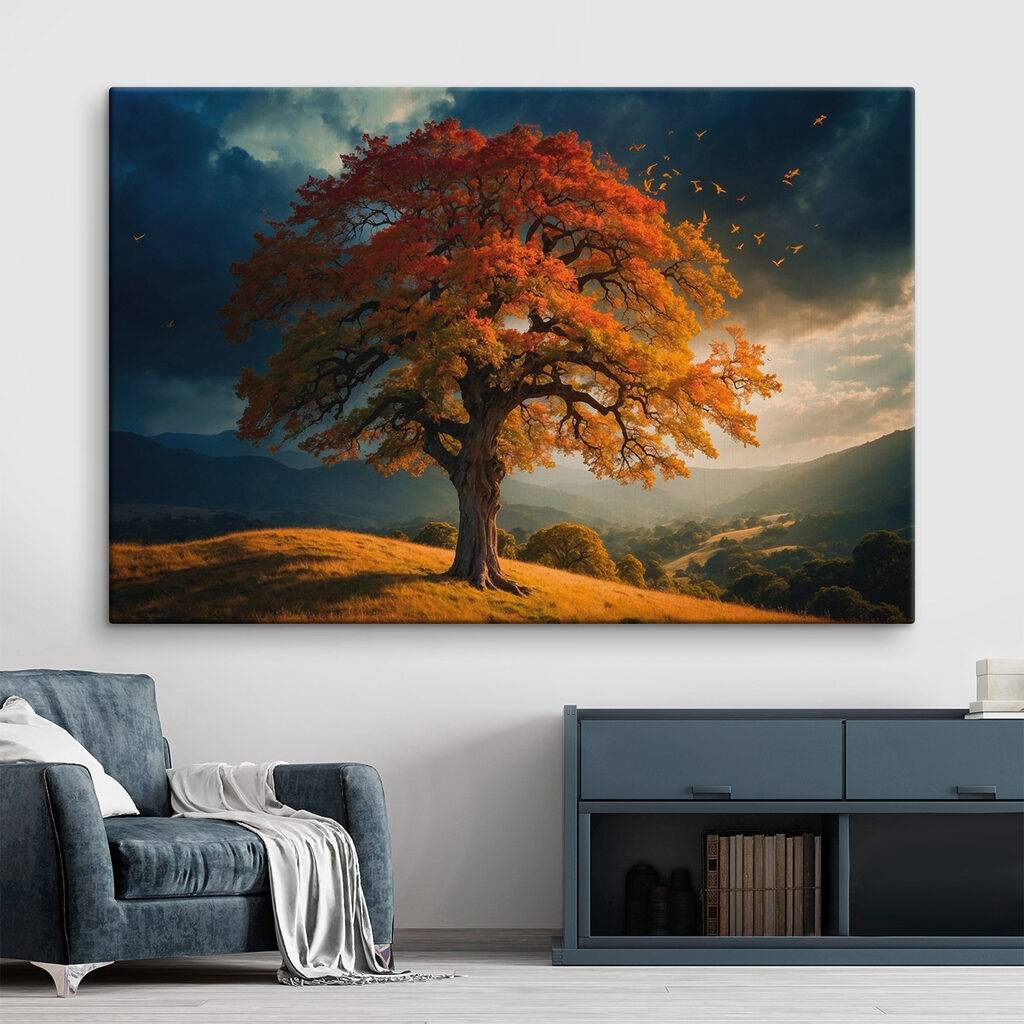 Herfstboom voor donkere hemel — interieur 1