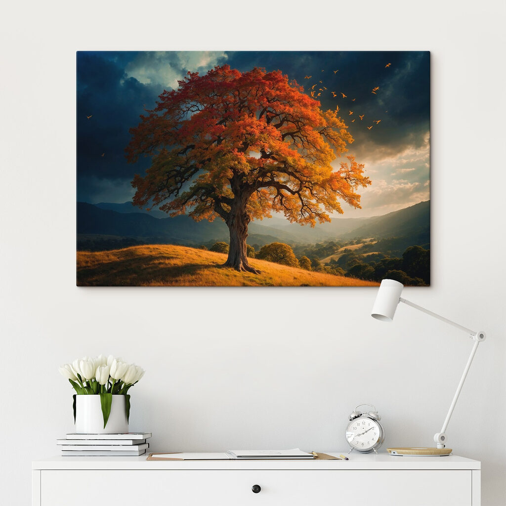 Herfstboom voor donkere hemel — interieur 2