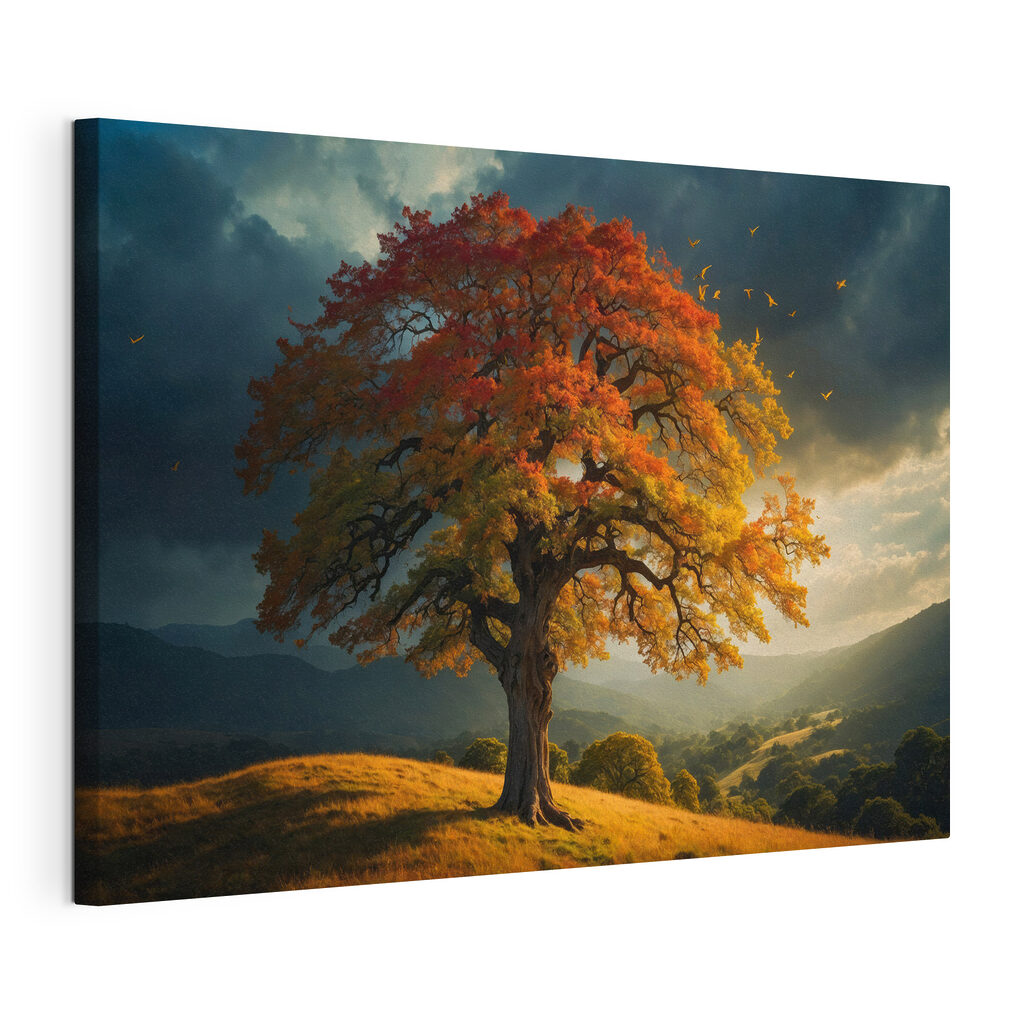 Herfstboom voor donkere hemel — productweergave