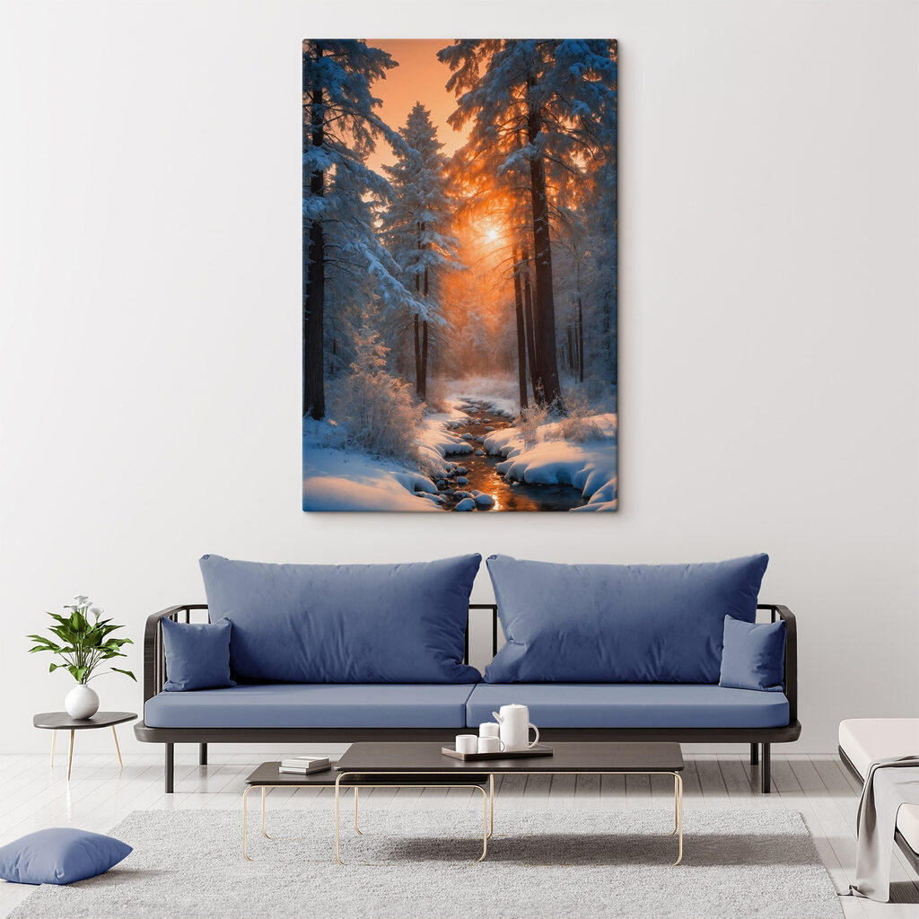 Winterzon tussen besneeuwde dennen — interieur 2