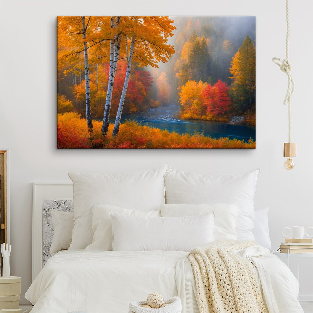 Herfstberken aan blauw water — interieur 2