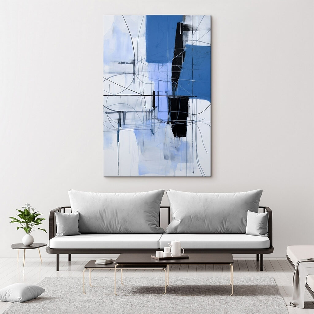 Blauwe vlakken, zwarte lijnen — interieur 1