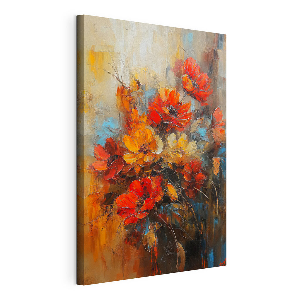 Herfstbloemen in losse okerverf — productweergave