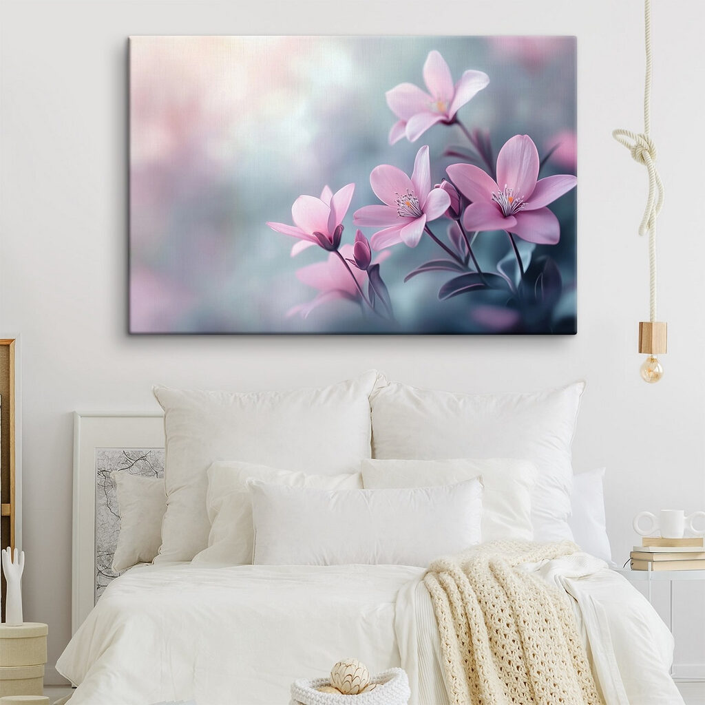 Roze bloemen in tegenlicht — interieur 2