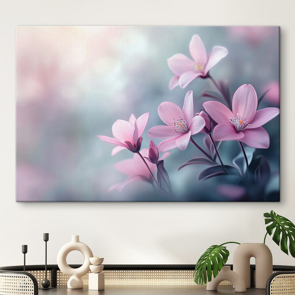 Roze bloemen in tegenlicht — interieur 1