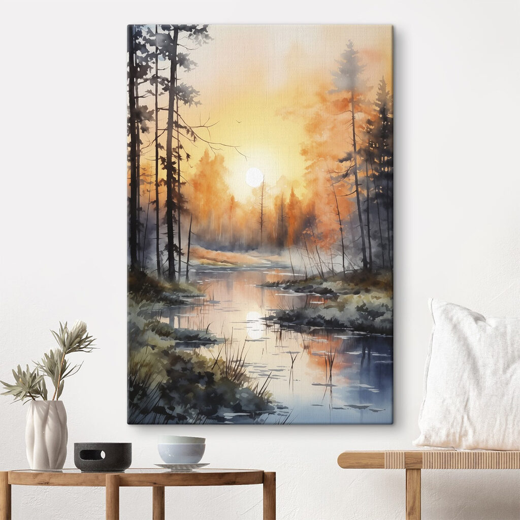 Een bosbeek vangt avondgoud — interieur 2