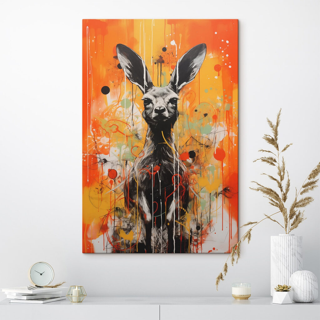 Haas met oranje verfkringen — interieur 2