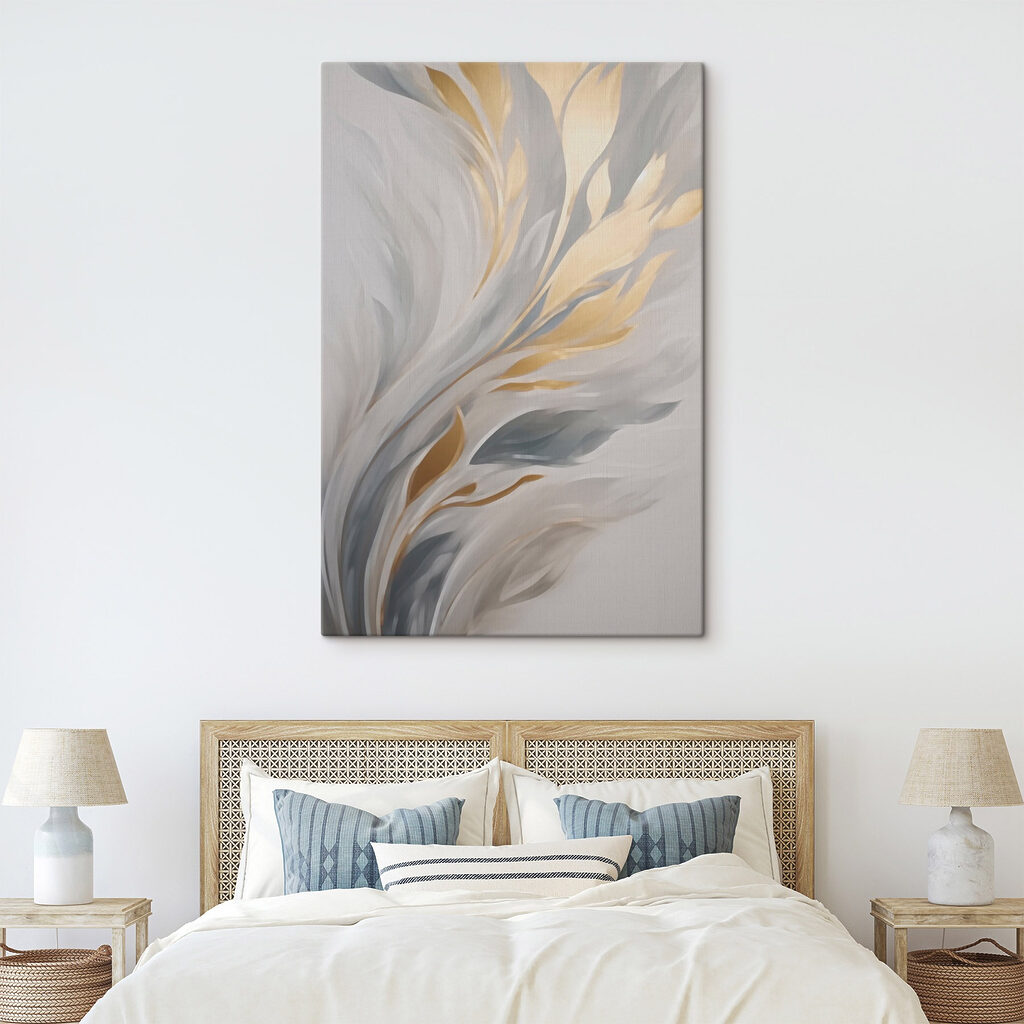 Goudblaadjes in grijze stroom — interieur 2