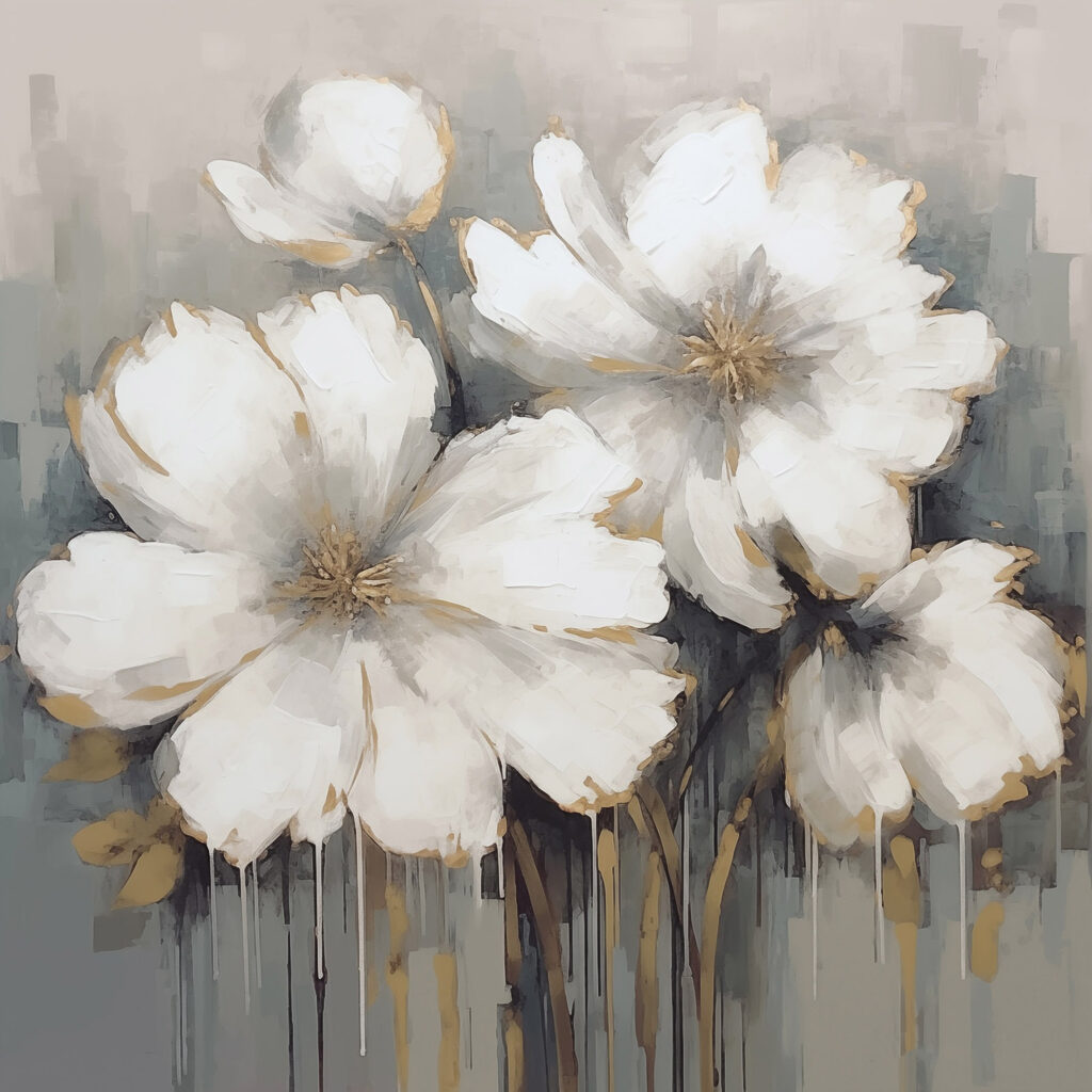 Bloemen in grijze vegen — volledig ontwerp