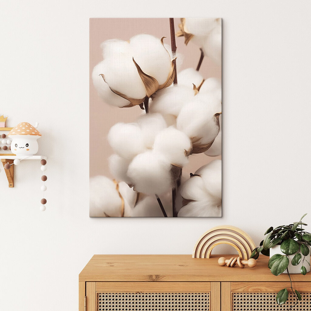 Zacht katoen bloeit in zacht licht — interieur 2