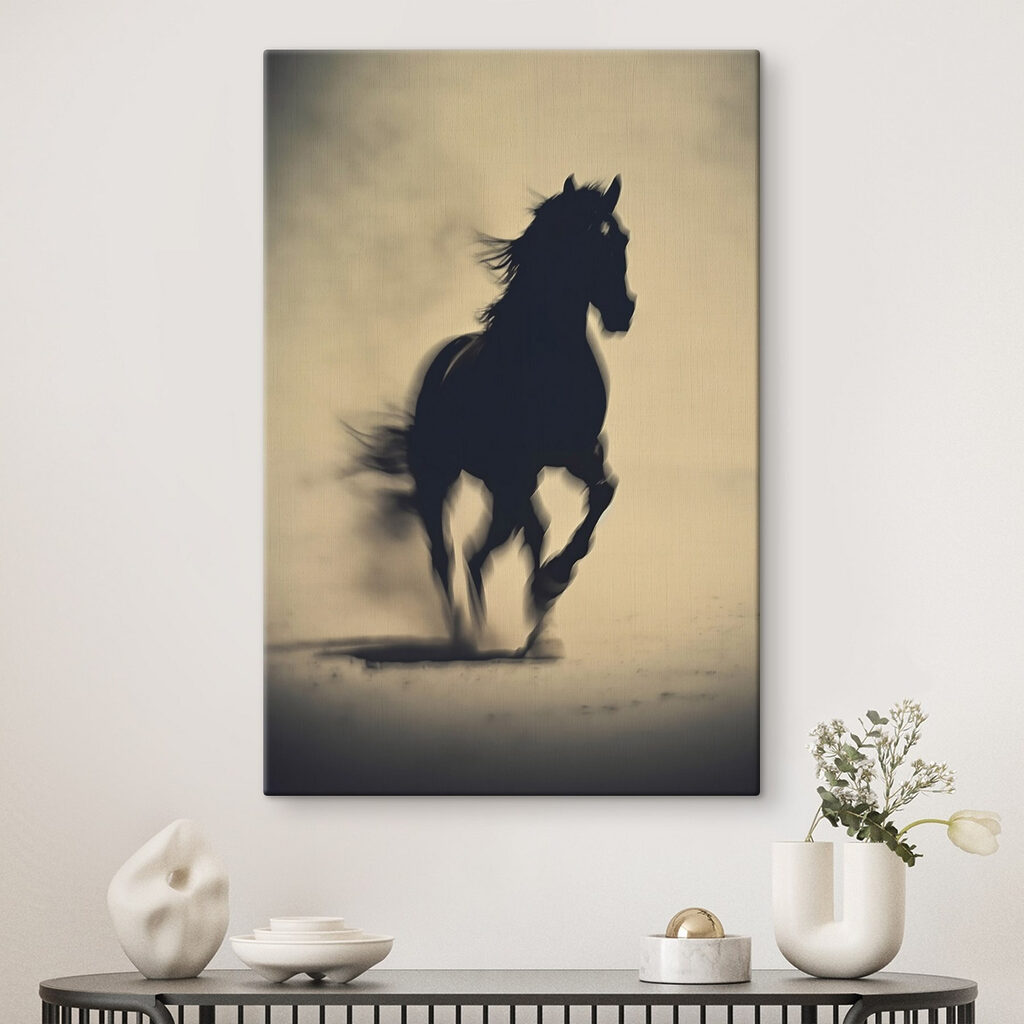 Paard als schaduwfiguur in een interieur